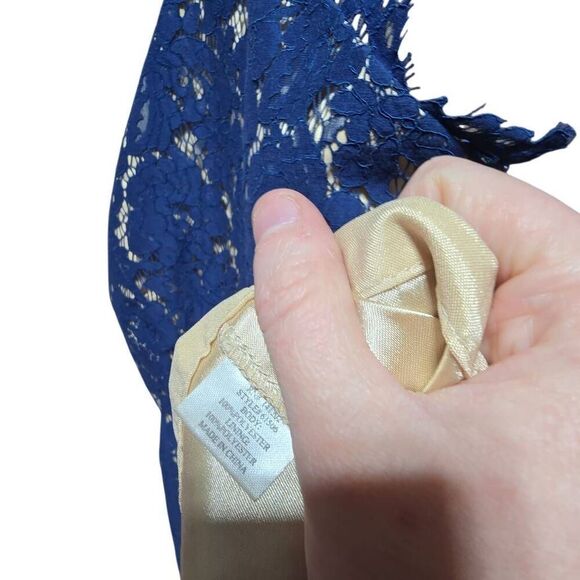 Lotus Threads Navy Blue Racerback Lace Jumpsuit Sleeveless Wide Leg - Picture 5 of 5